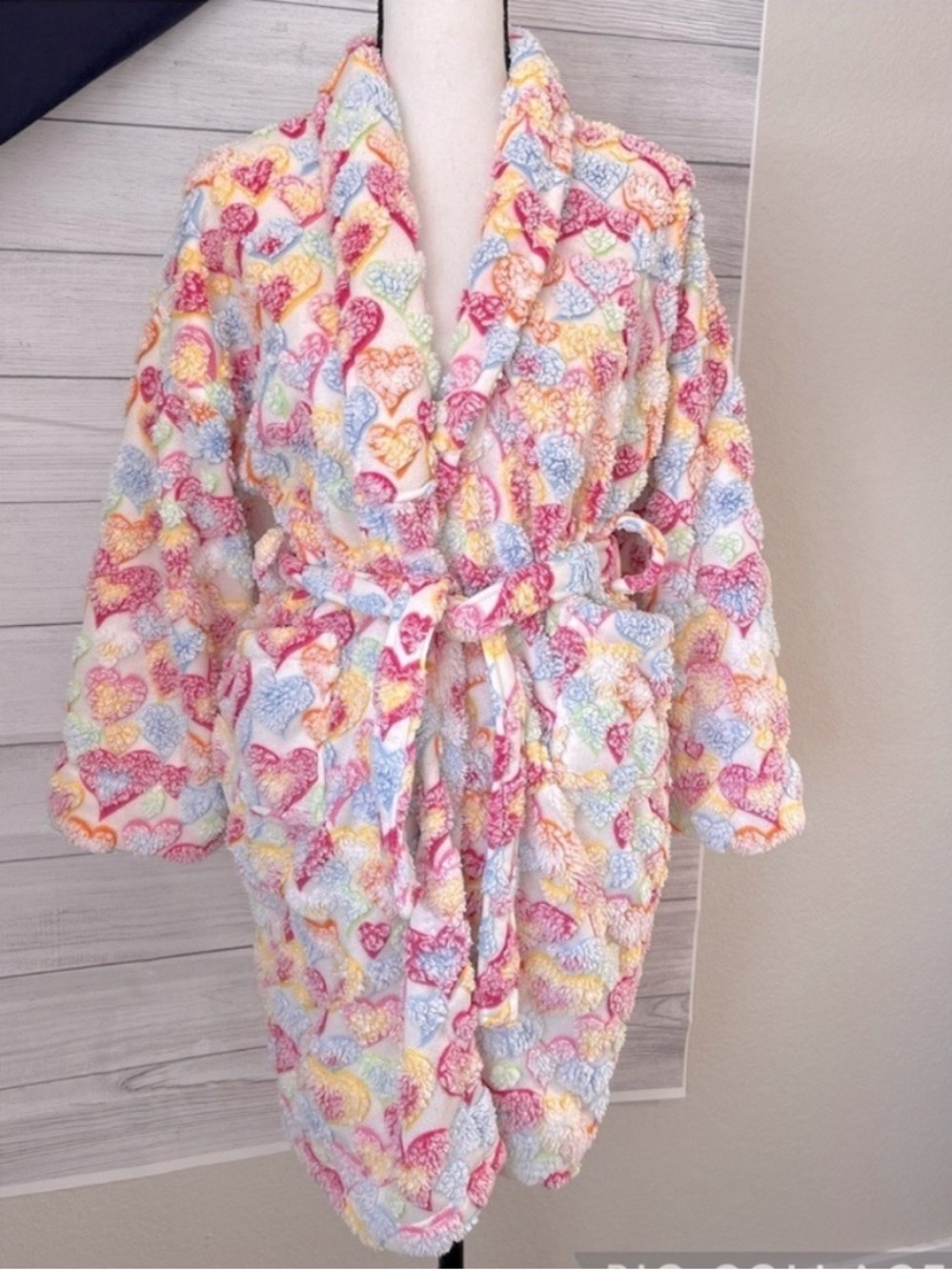 Aegean Apparel XL Plush Candy Heart Robe Multicolor Made in Turkey